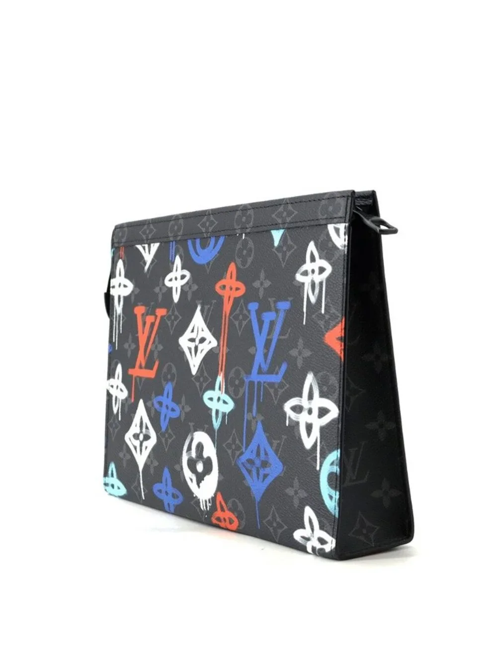 Louis Vuitton Clutch Monogram Eclipse Graffiti Pochette Voyage MM Black